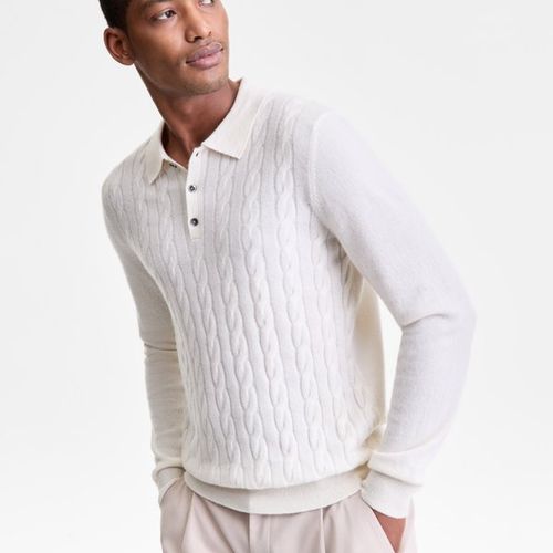 100% Cashmere Cable-Knit Polo 83% Off at Macy's—Just $42