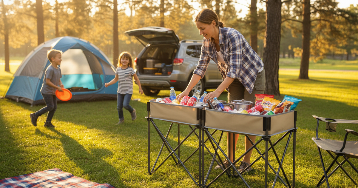 $34 Walmart Camping Table Set: Two Tables with Storage Sinks